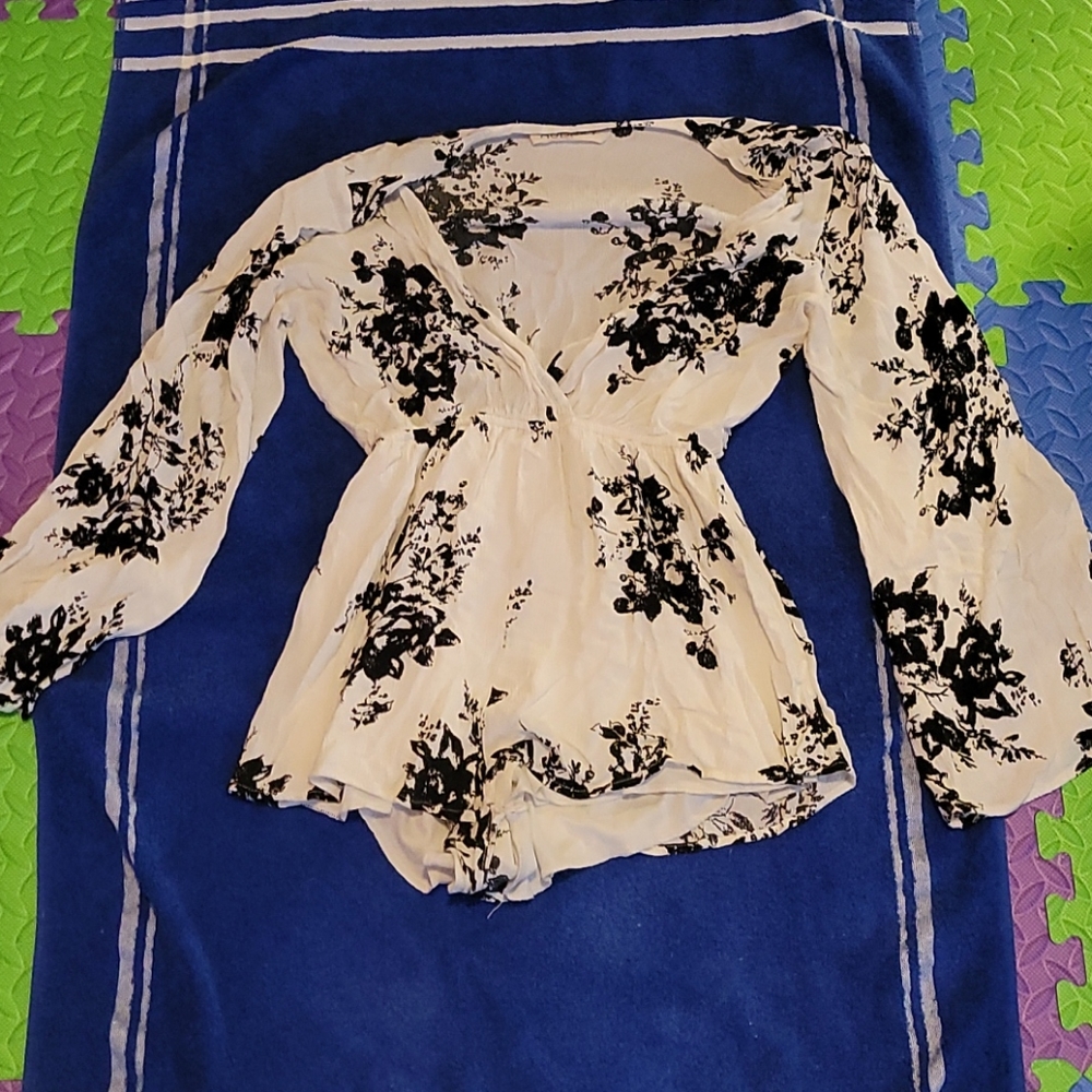 White and black long sleeve onsie